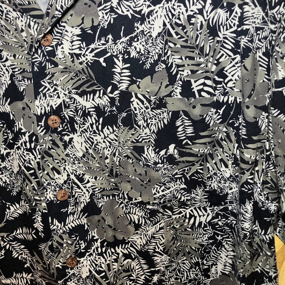 Havana Jack's Cafe Shirt Mens XL Black White Tropical Rayon Button Down - Picture 3 of 7